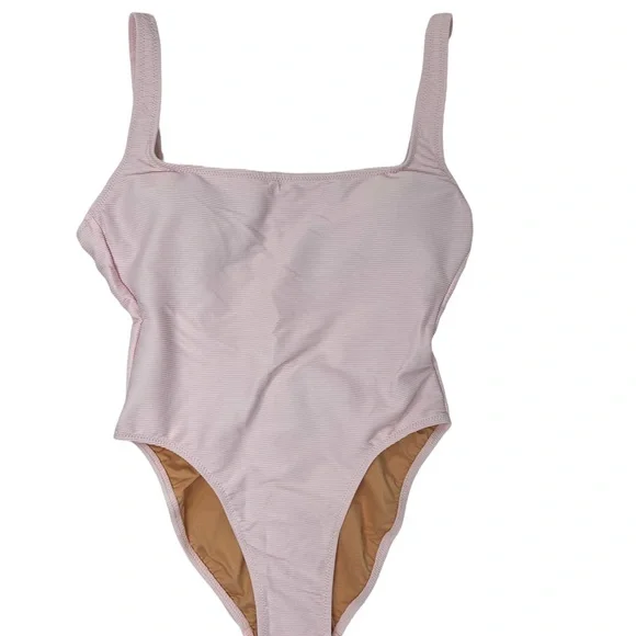 J. Crew Ribbed Squareneck One-piece Swimsuit in Pale Blossom NWT